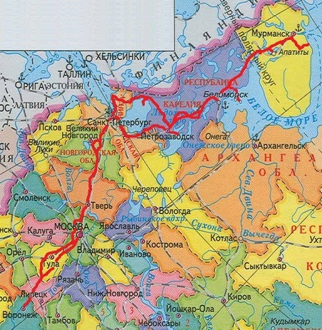 Карта путешествия Русский Север